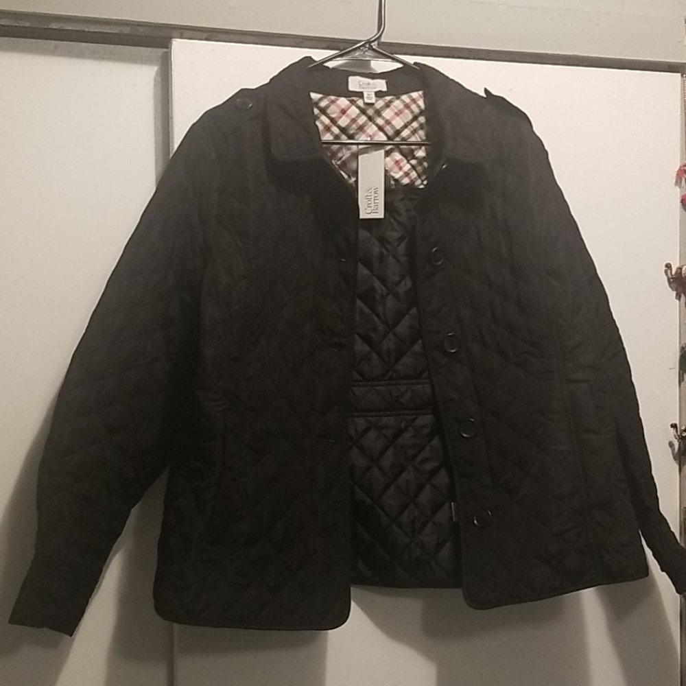Black quilted barn jacket